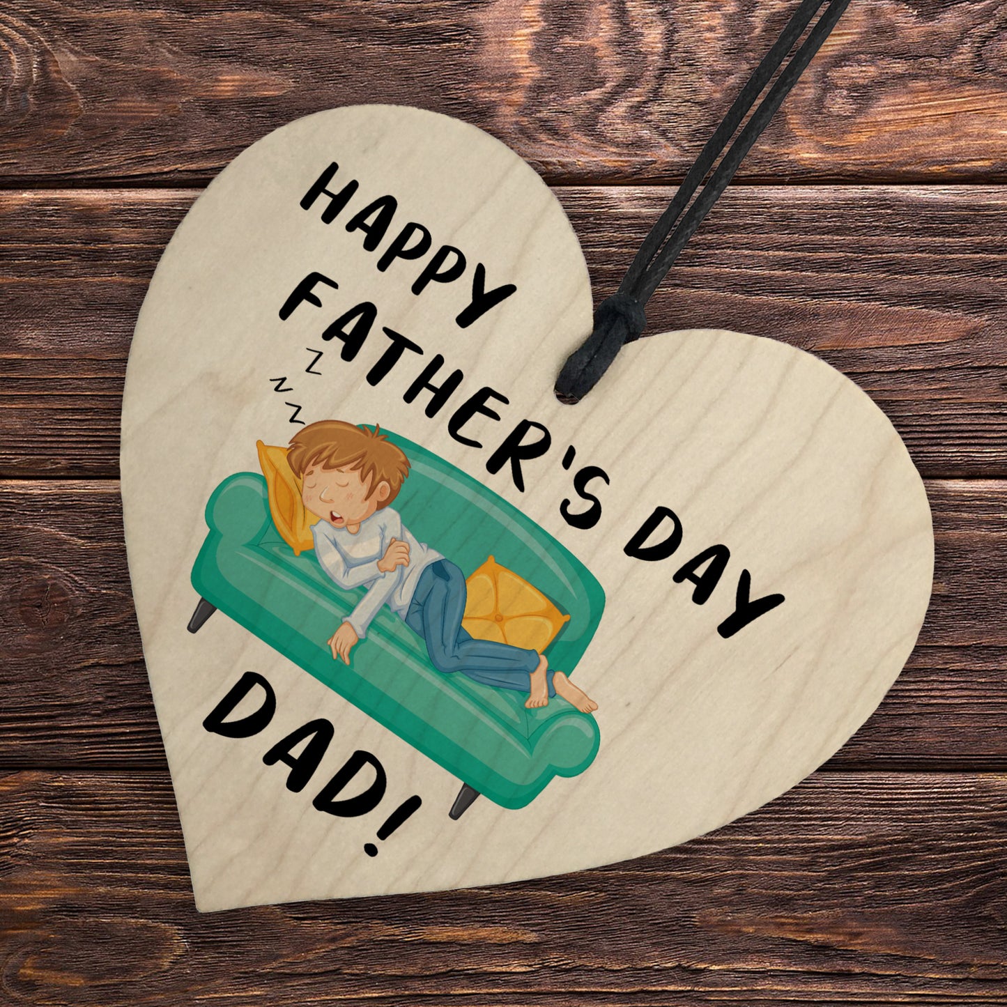 Happy Fathers Day Gift Dad Wooden Heart Funny Gifts Dad Novelty