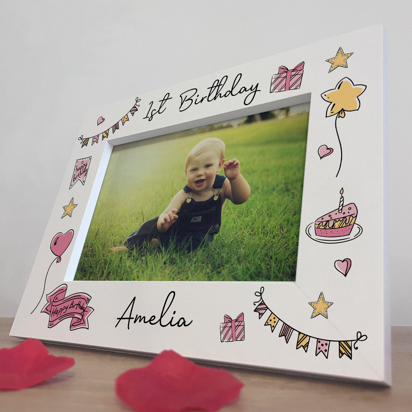 1st Birthday White 7x5 Wooden Frame Gift For Baby Girl