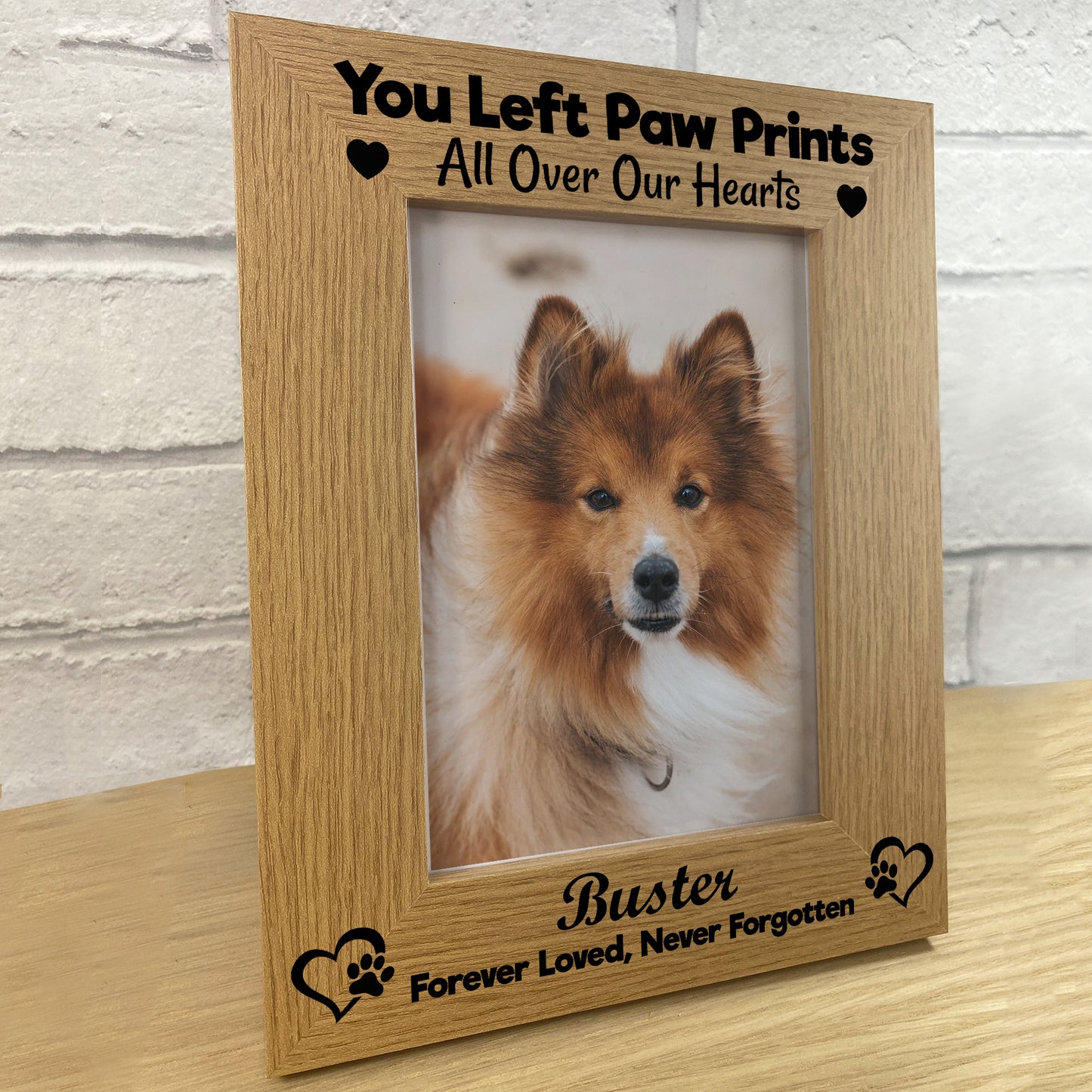 Personalised Pet Memorial Frame Paw Prints All Over Our Hearts