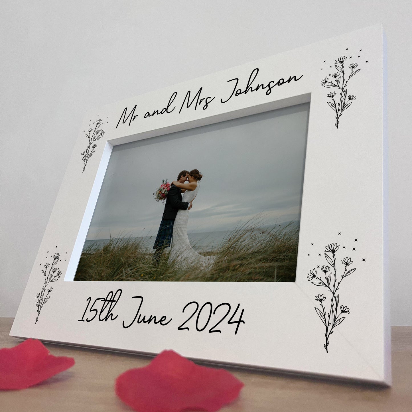 Personalised Mr and Mrs Photo Frame, Wedding Day 7x5 Frame