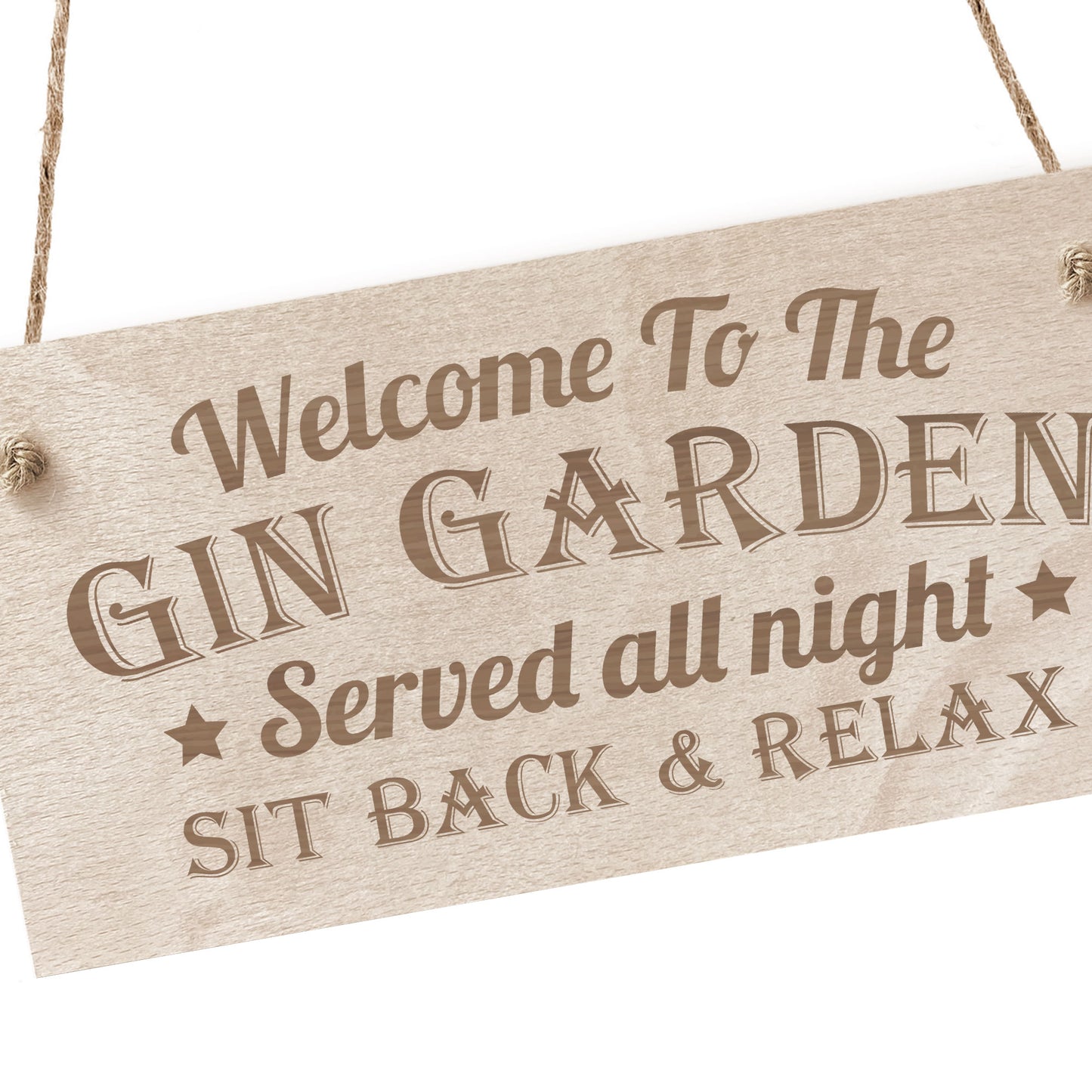 GIN GARDEN SIGN Engraved Hanging Wall Sign Home Bar Sign