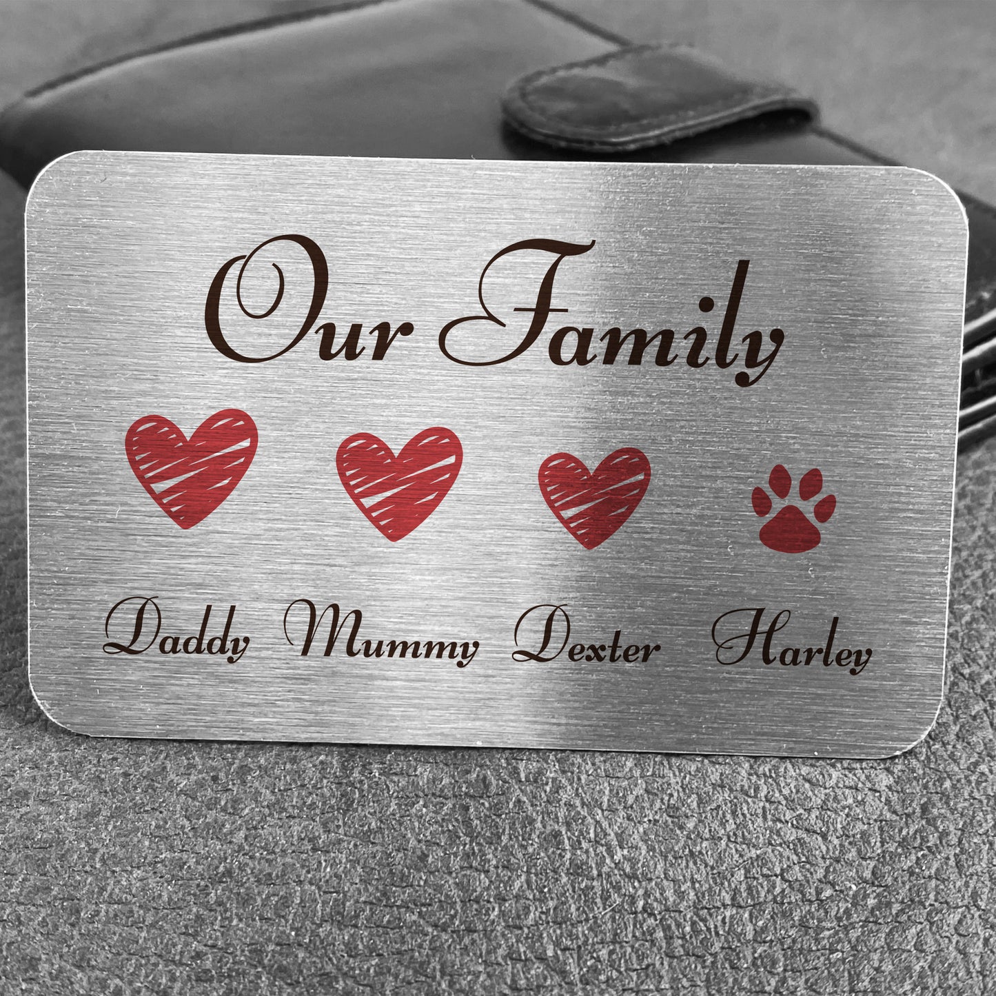Personalised Family Gift Metal Wallet Card Gift For Him Her