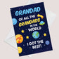 Fathers Day Card Space Theme Card Best Grandad In The World Card