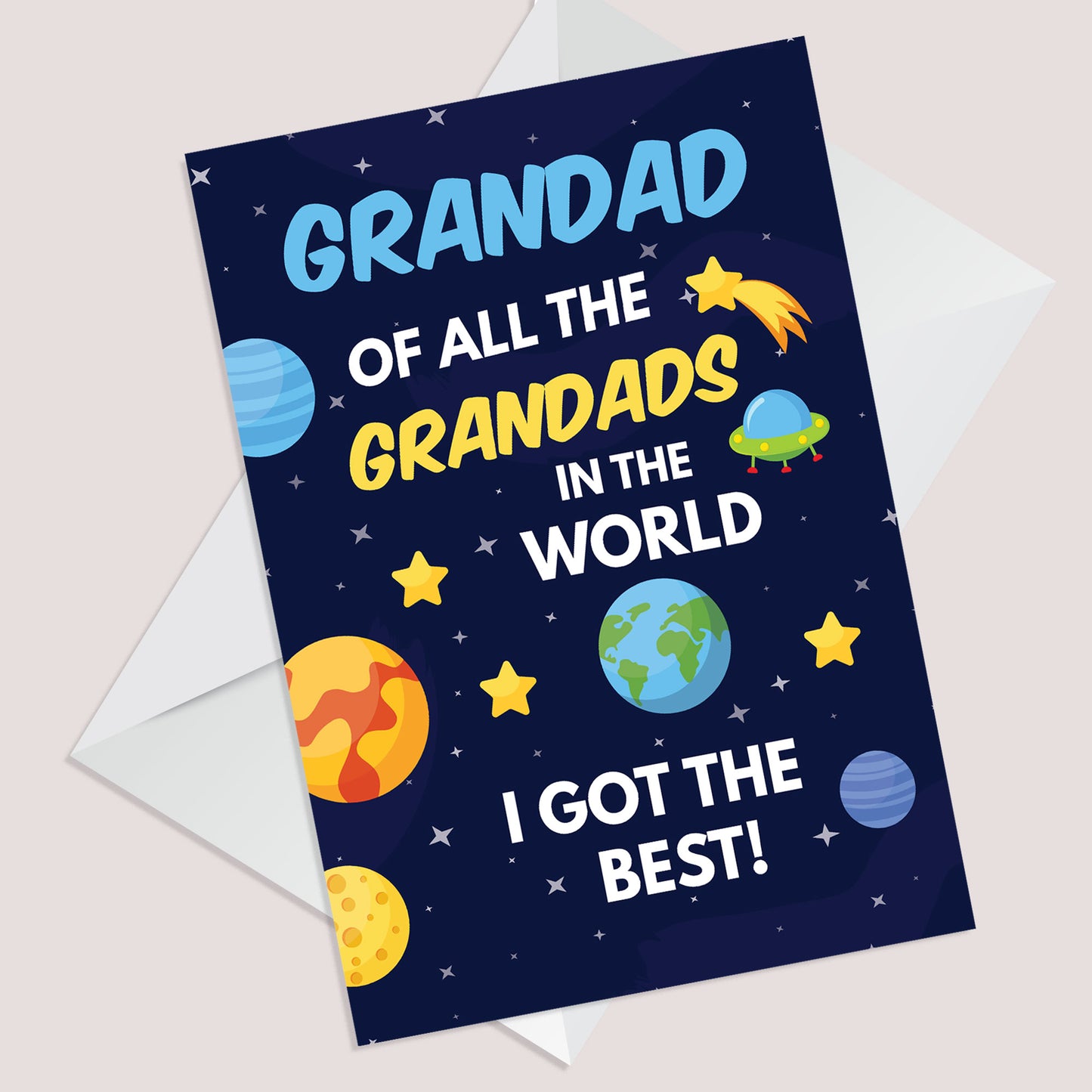 Fathers Day Card Space Theme Card Best Grandad In The World Card