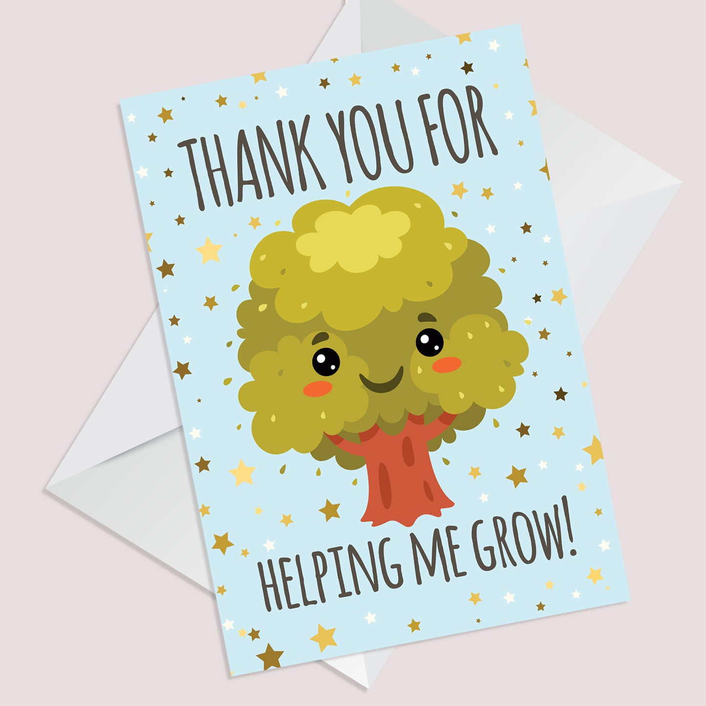 Card For Teacher Thank You For Helping Me Grow Tree Card Leaving