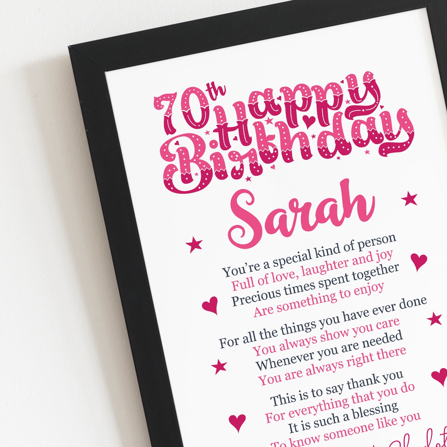 PERSONALISED 70th Birthday Gifts For Her Gift For Daughter Mum