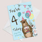 Youre 4 Today Birthday Card First Birthday Card For Grandson Son