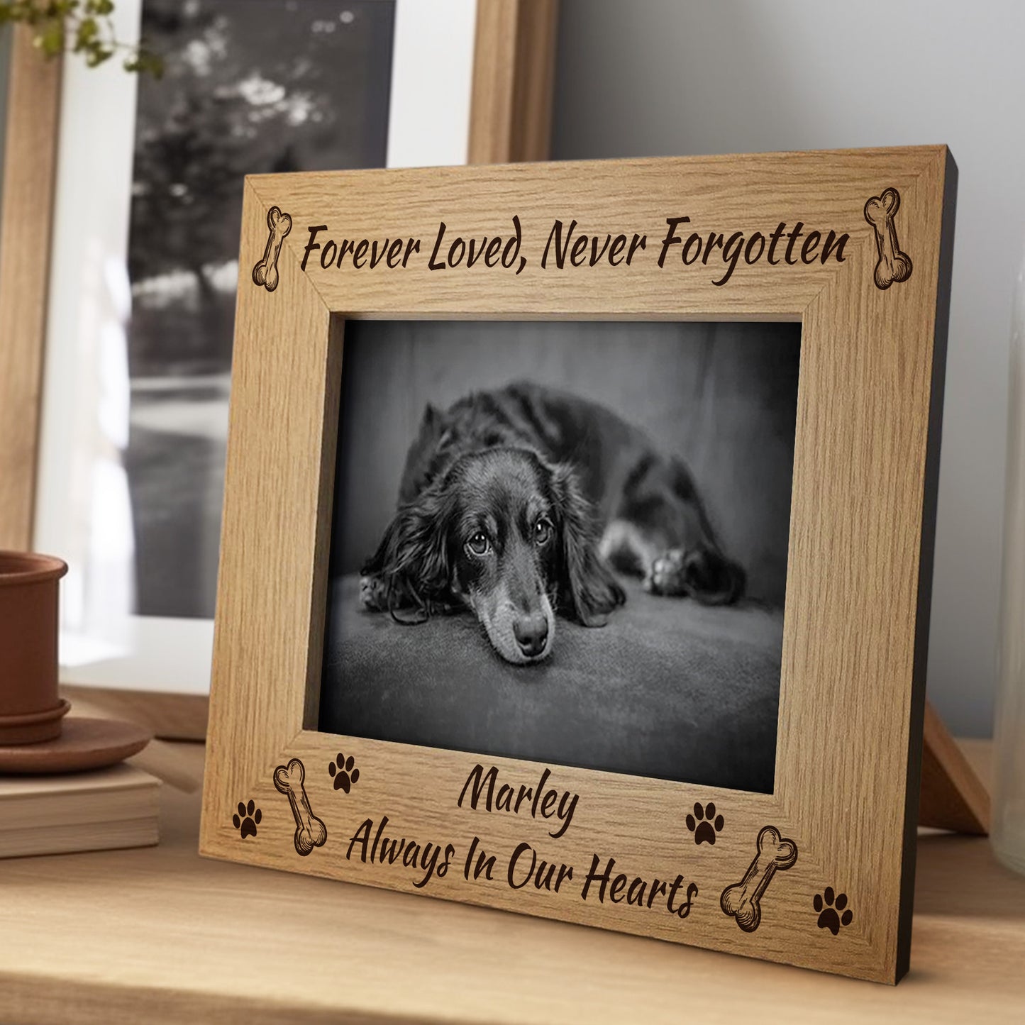 Personalised Pet Dog Memorial 7x5 Wood Photo Frame Dog Memorial