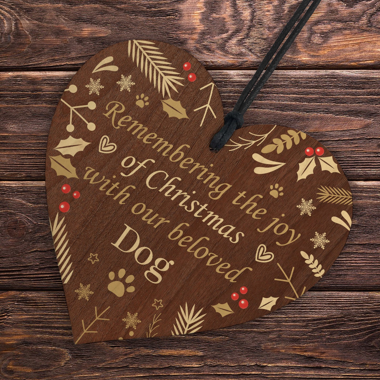 Dog Memorial Christmas Bauble Wood Tree Decoration Pet Memorial