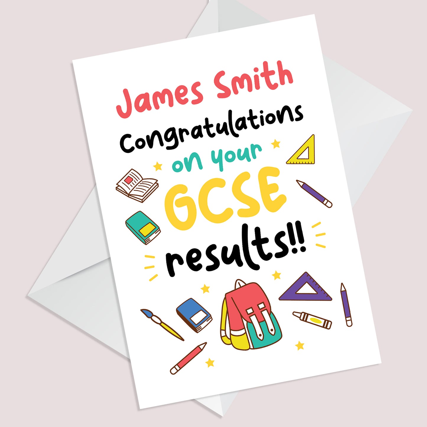 Personalised Congratulations Card GCSE Exam Results Card Pass