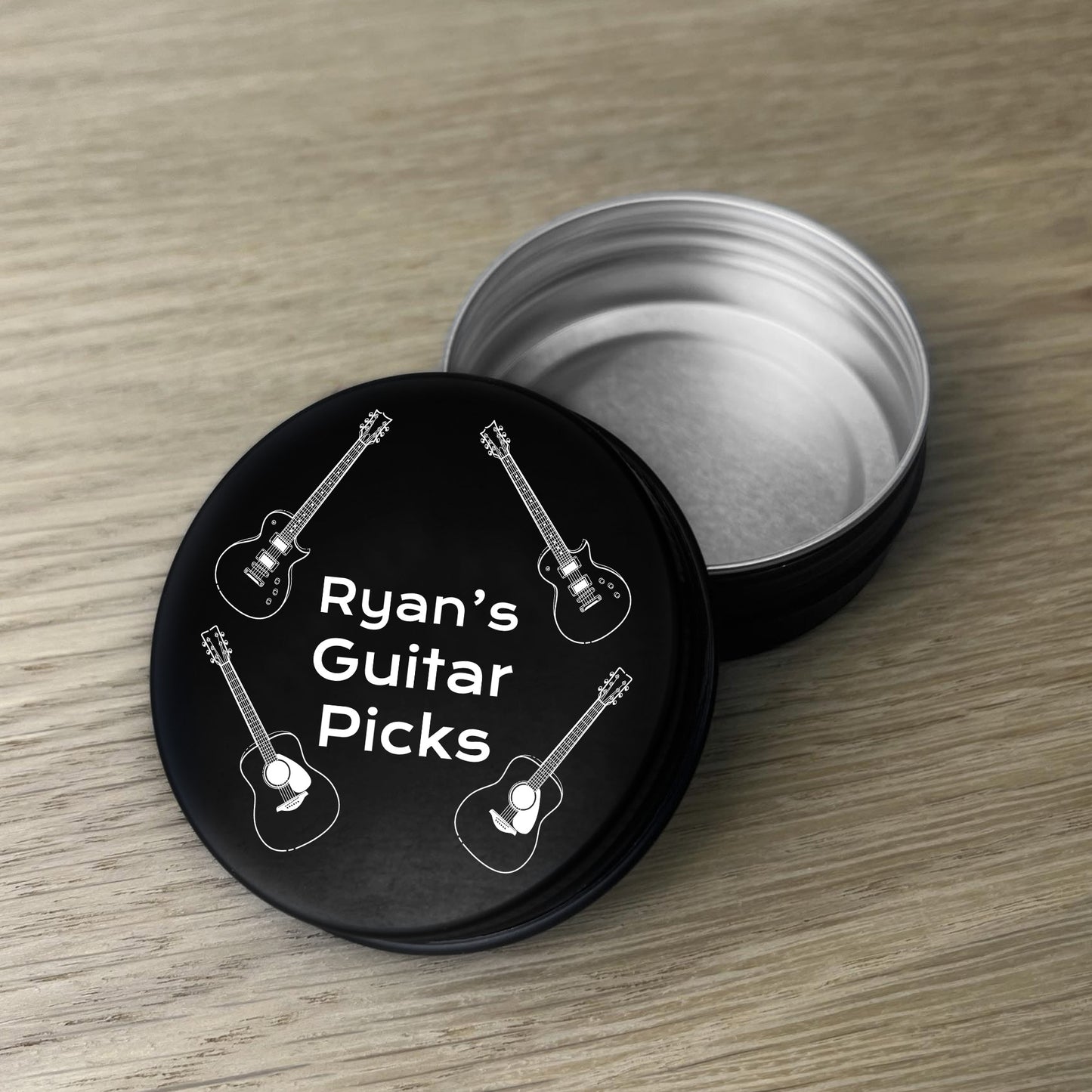 Personalised Guitar Pick Tin Gift For Musician Guitarist