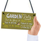 Handmade Hanging Wall Plaque Garden Rules Sign For Gardener