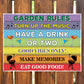 Colourful Garden Rules Sign Hanging Wall Sign Garden Signs