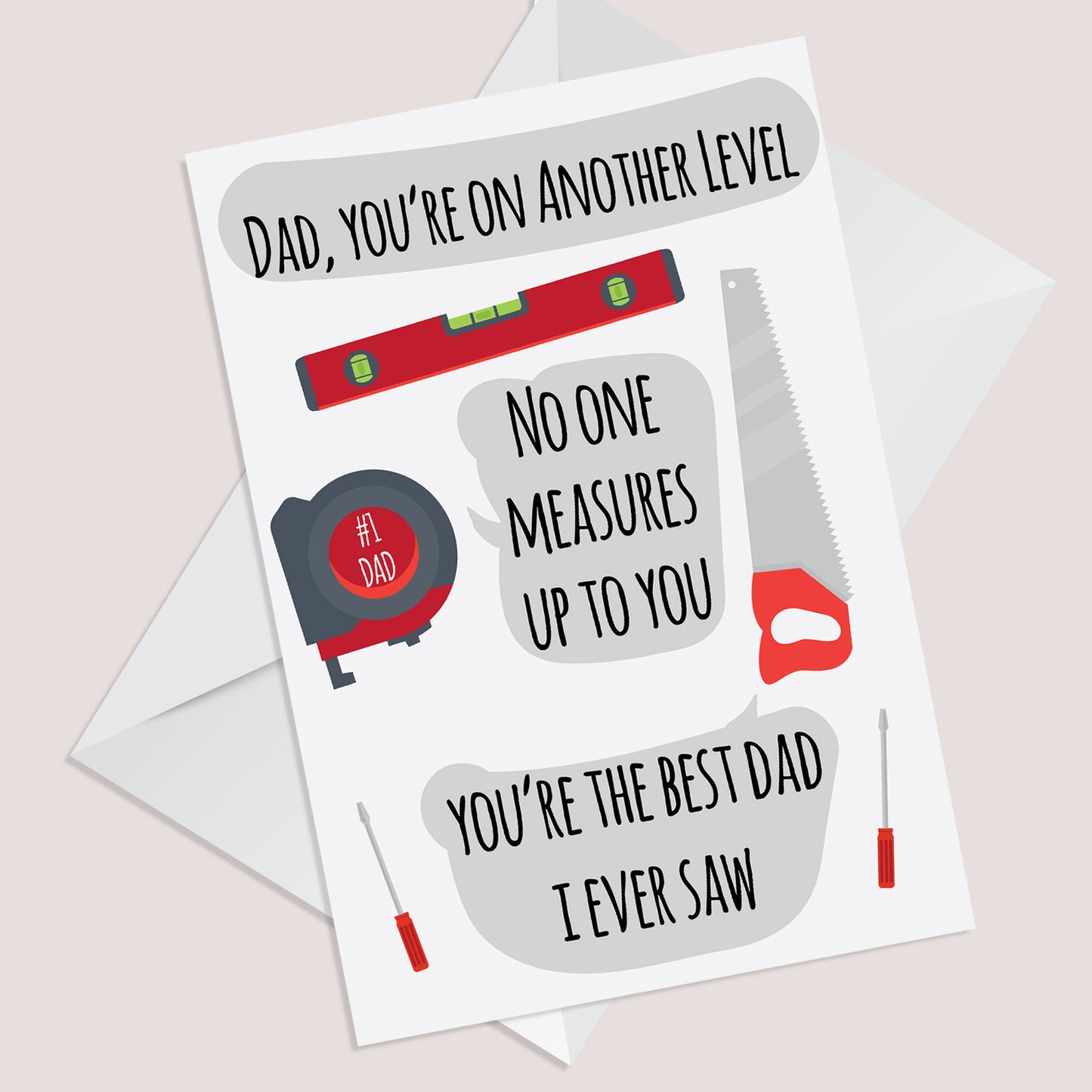 Happy Fathers Day Card With Tools Funny Dad Birthday Card