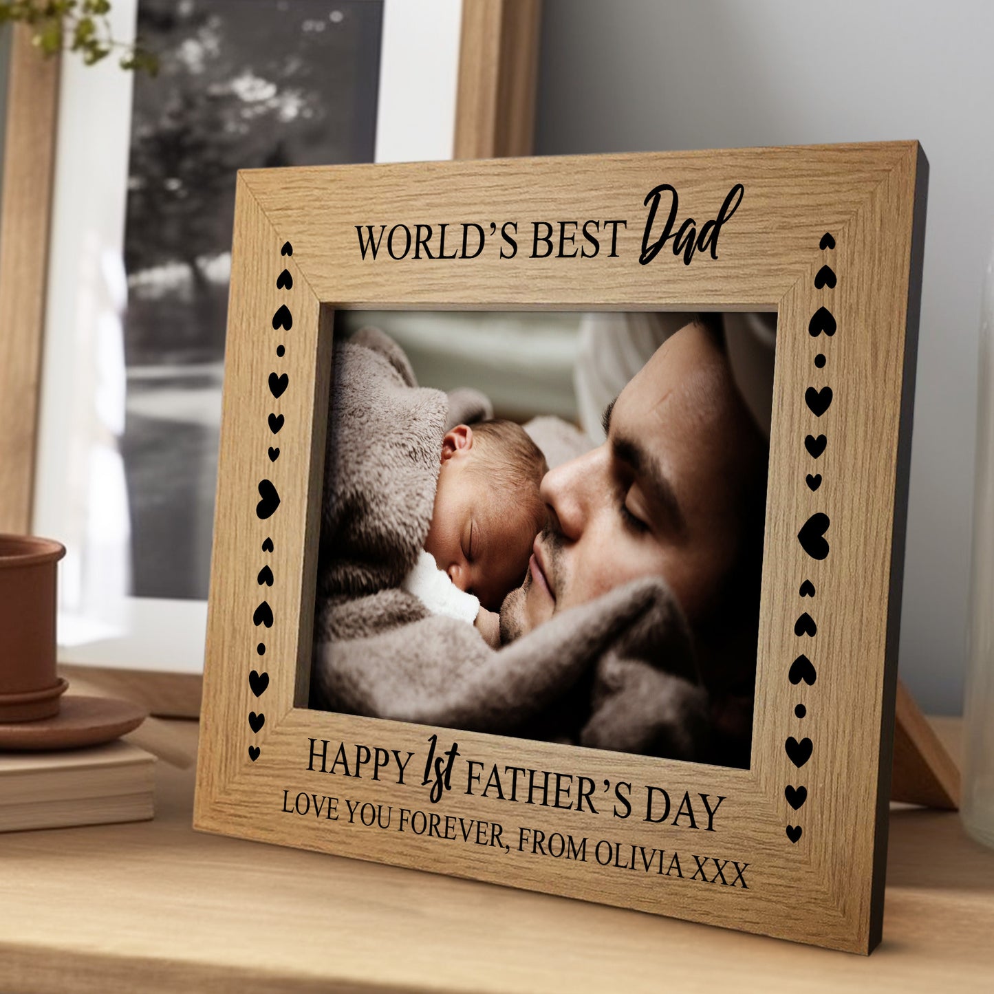 Happy 1st First Fathers Day Gifts Best Dad 7x5 Photo Frame Gift