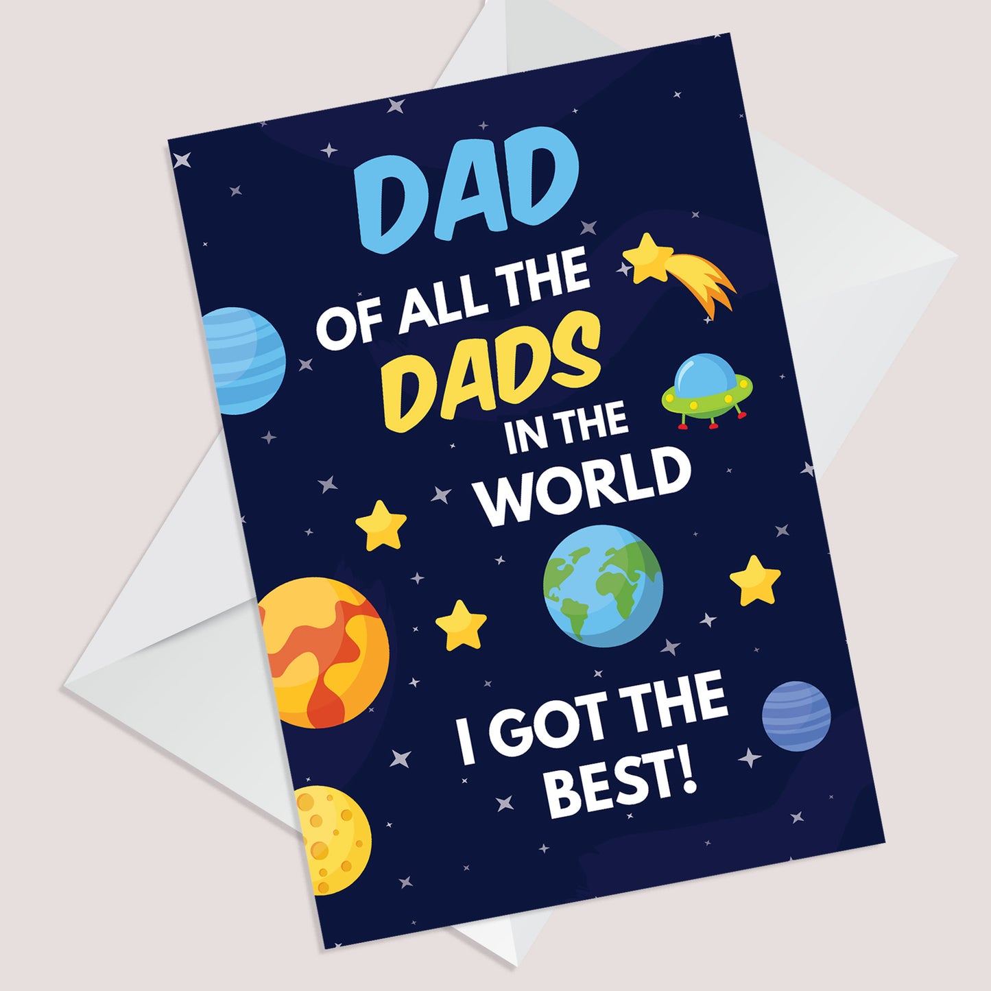 Fathers Day Card Space Theme Card Best Dad In The World Card