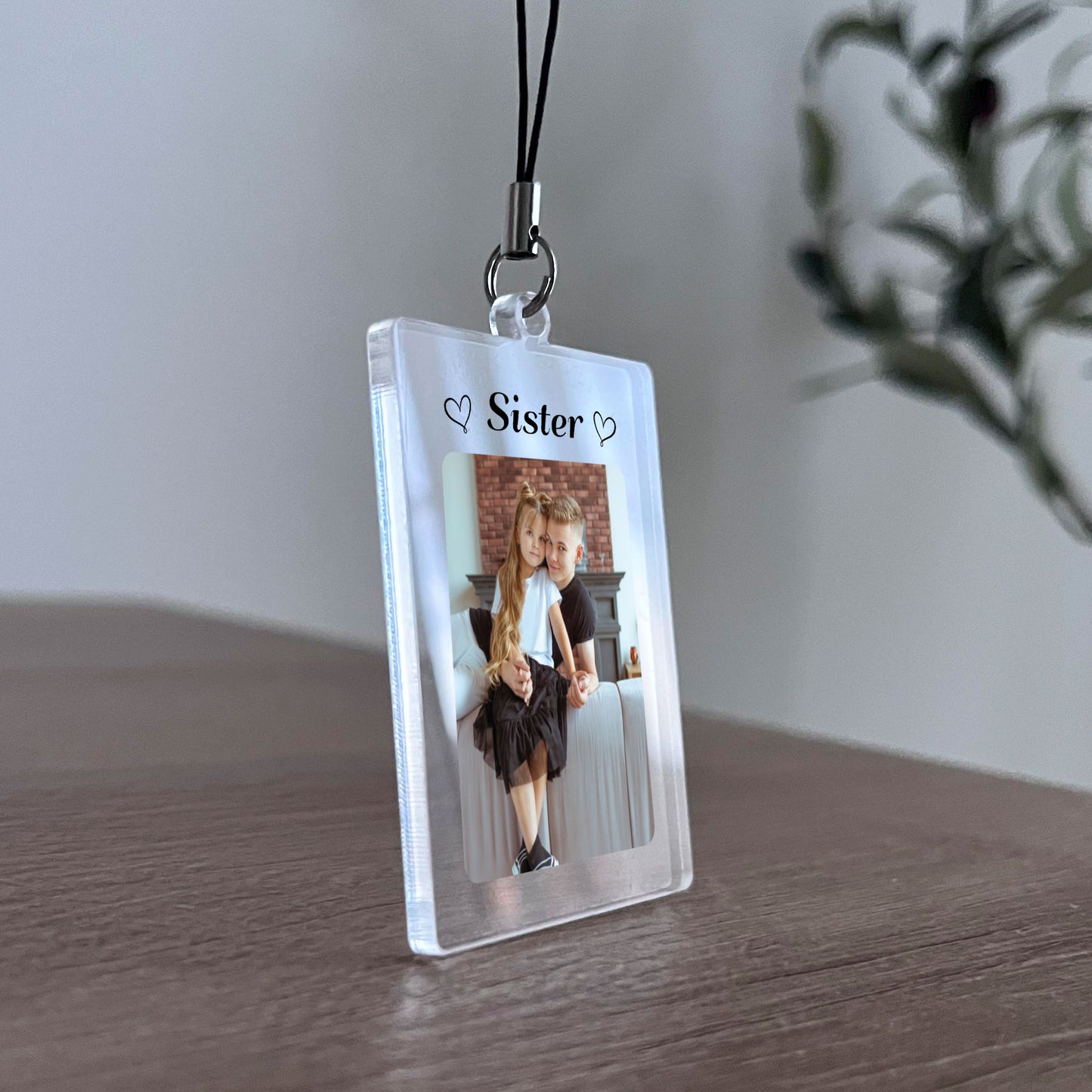 Sister Keyring Gift Personalised Photo Acrylic Keychain Birthday