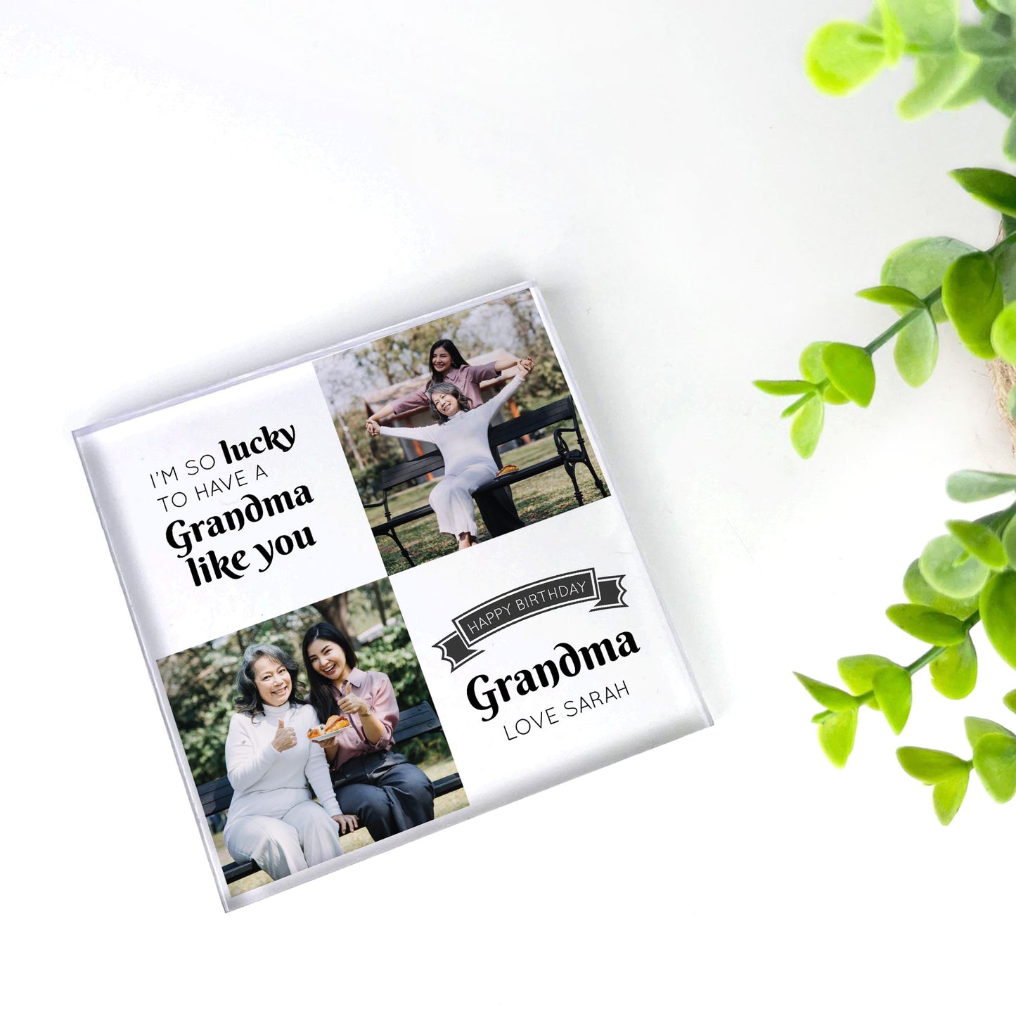 Personalised Grandma Birthday Gifts Acrylic Photo Block For Her