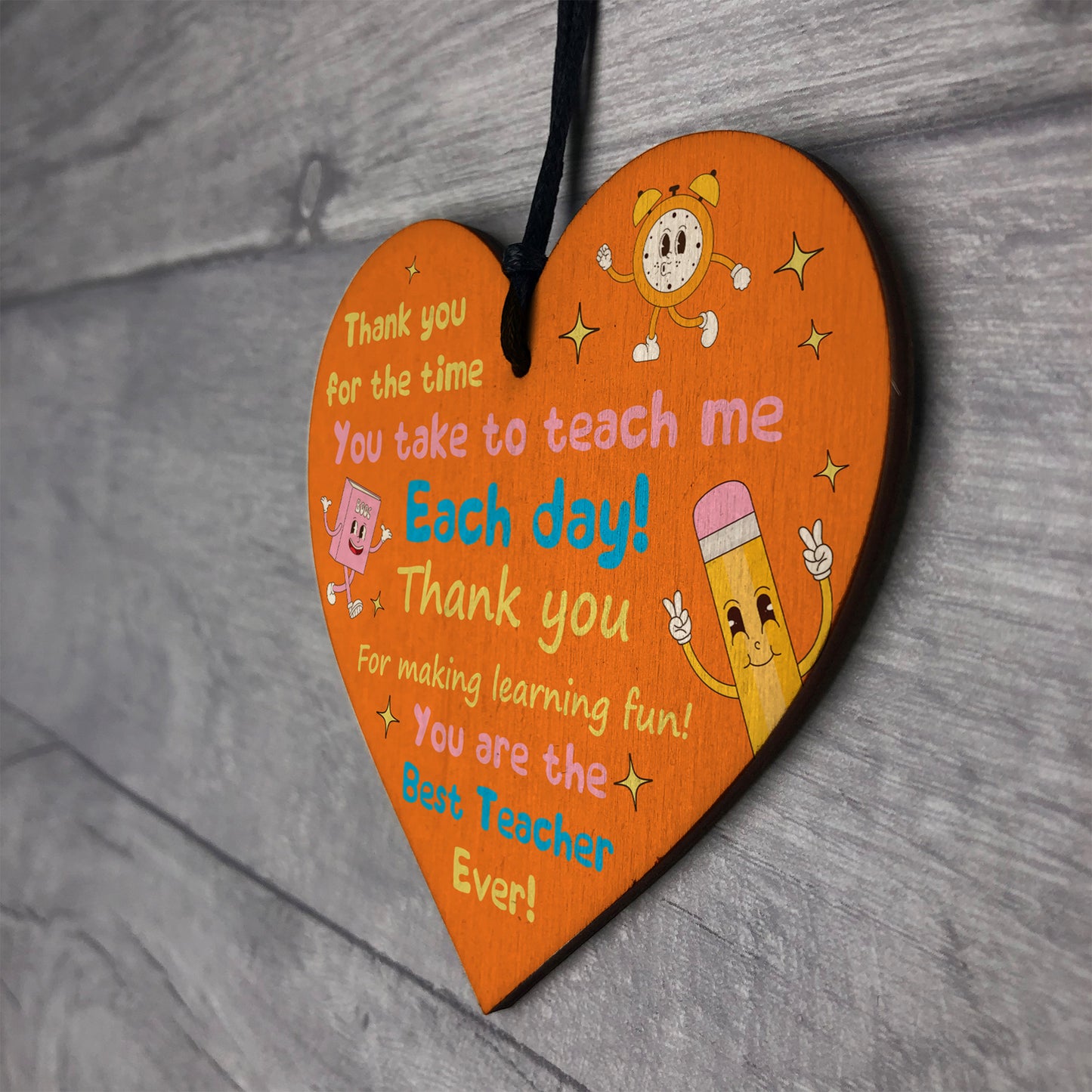 Gift for Best Teacher Wooden Hanging Heart Teaching Assistant