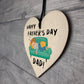 Happy Fathers Day Gift Dad Wooden Heart Funny Gifts Dad Novelty