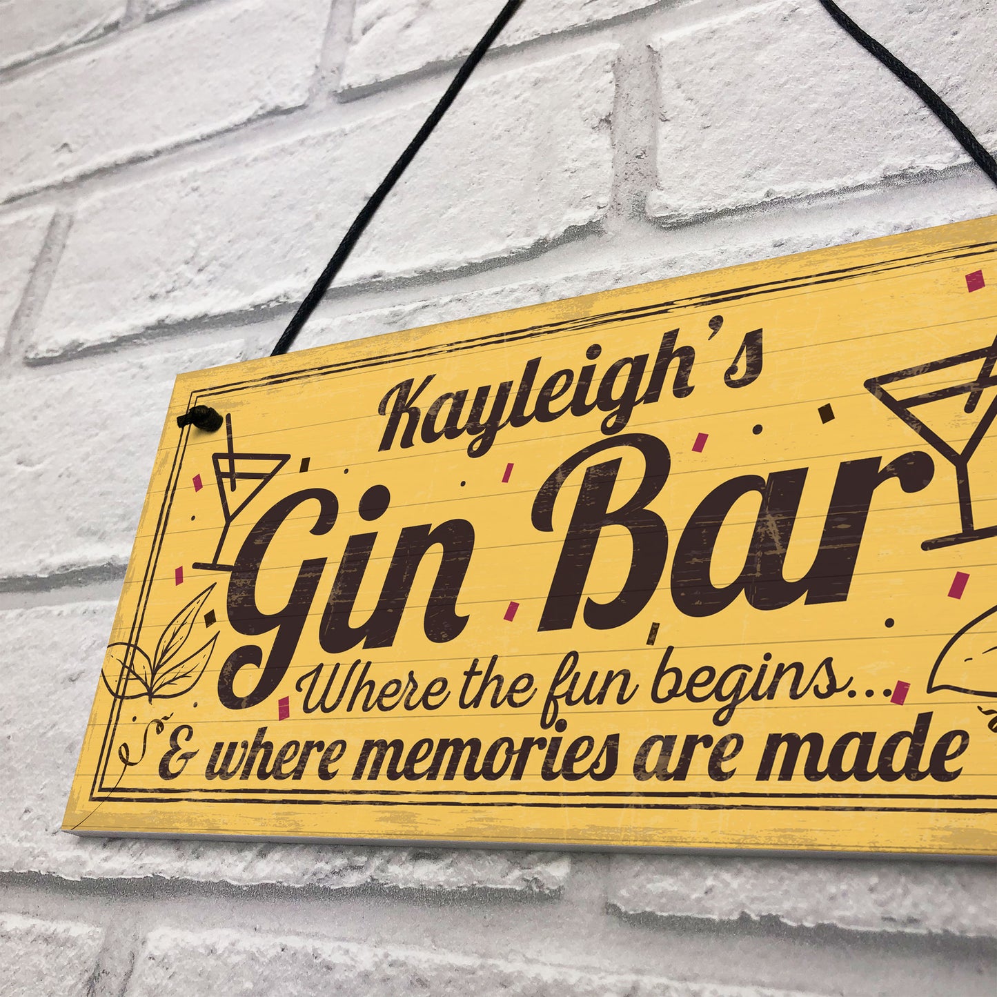 Personalised Gin Bar Signs Gin Gifts for Women Gin Lovers