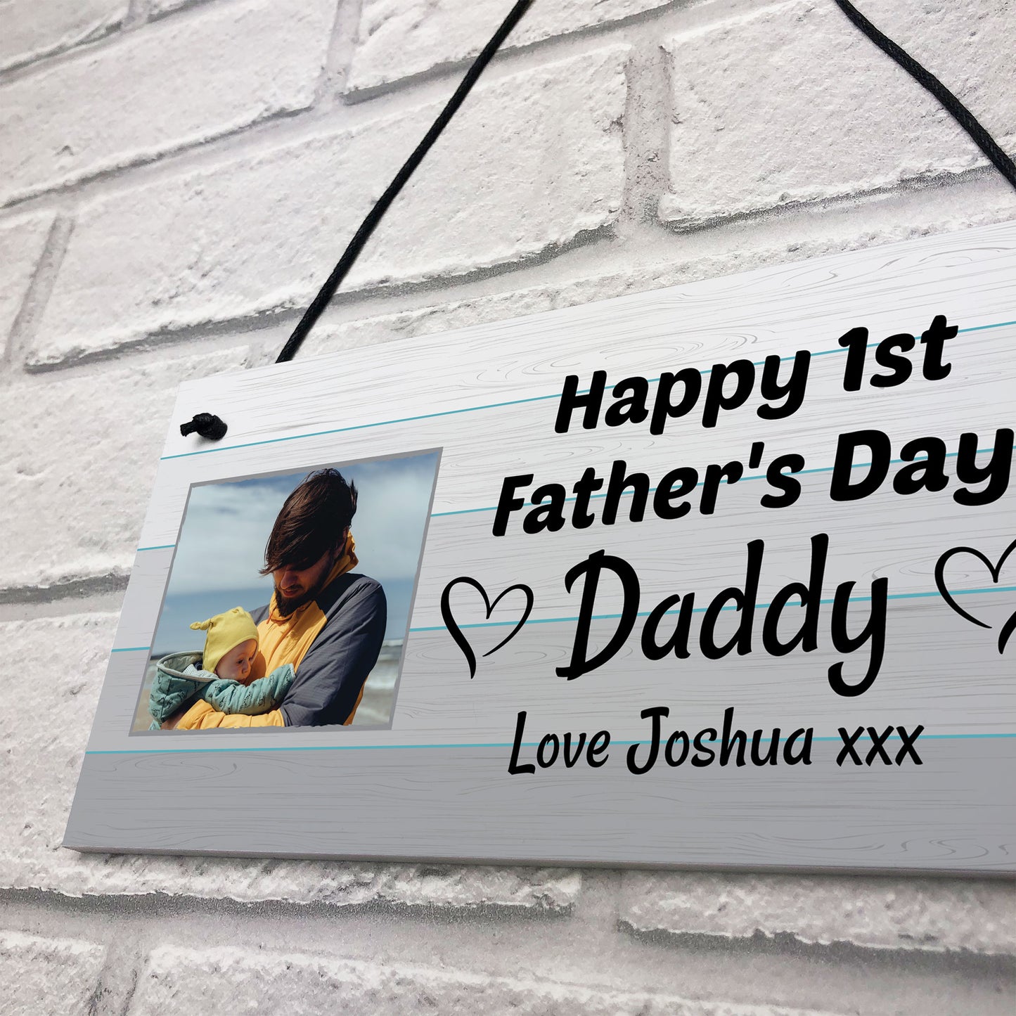 Personalised 1st Fathers Day Gift For Daddy Hanging Photo Plaque