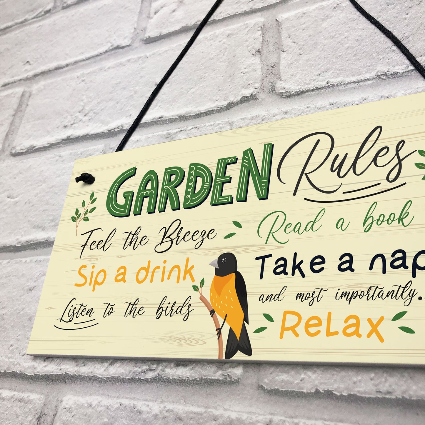 Garden Rules Sign Relax Feel the Breeze Take a Nap Pretty Sign