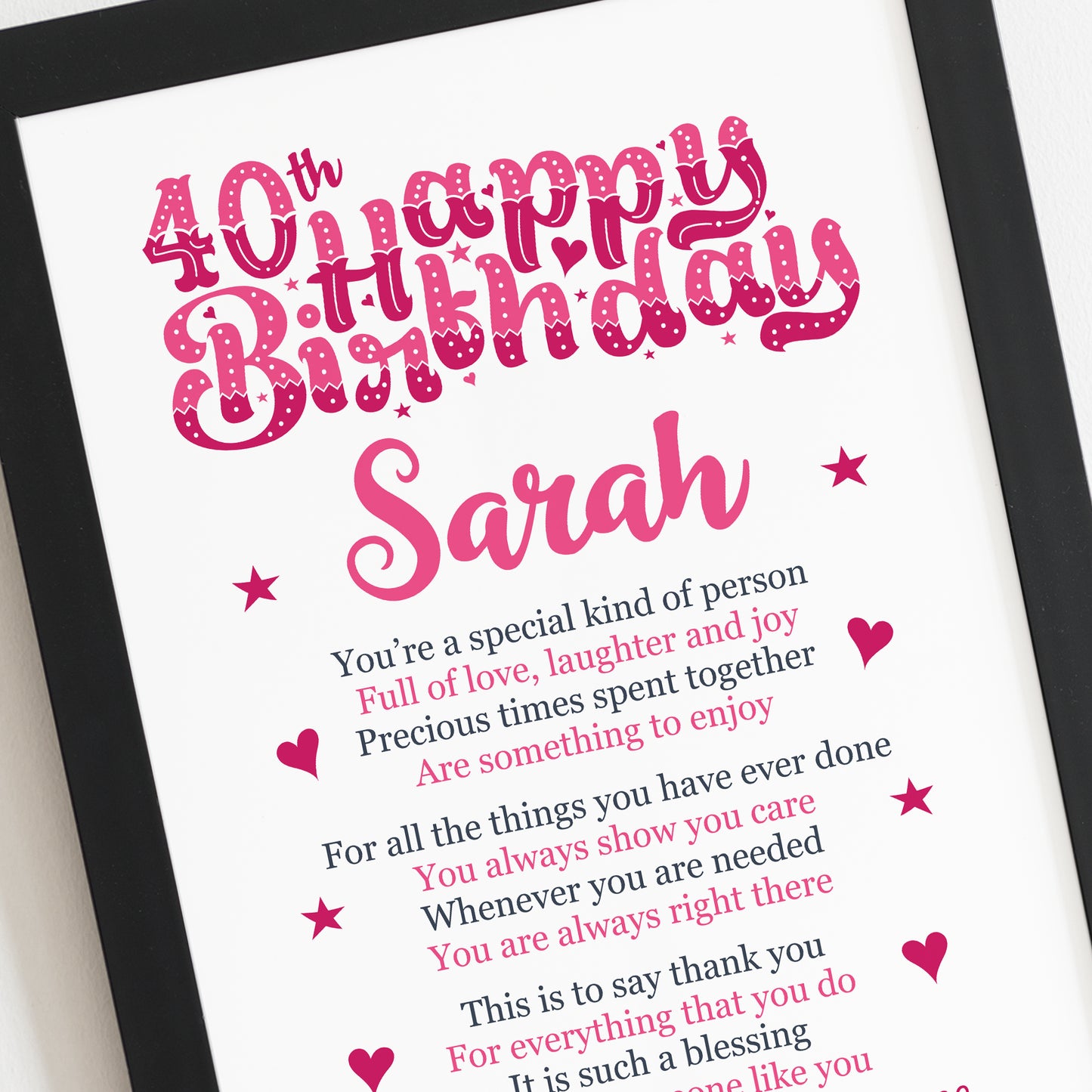 PERSONALISED 40th Birthday Gifts For Her Gift For Daughter