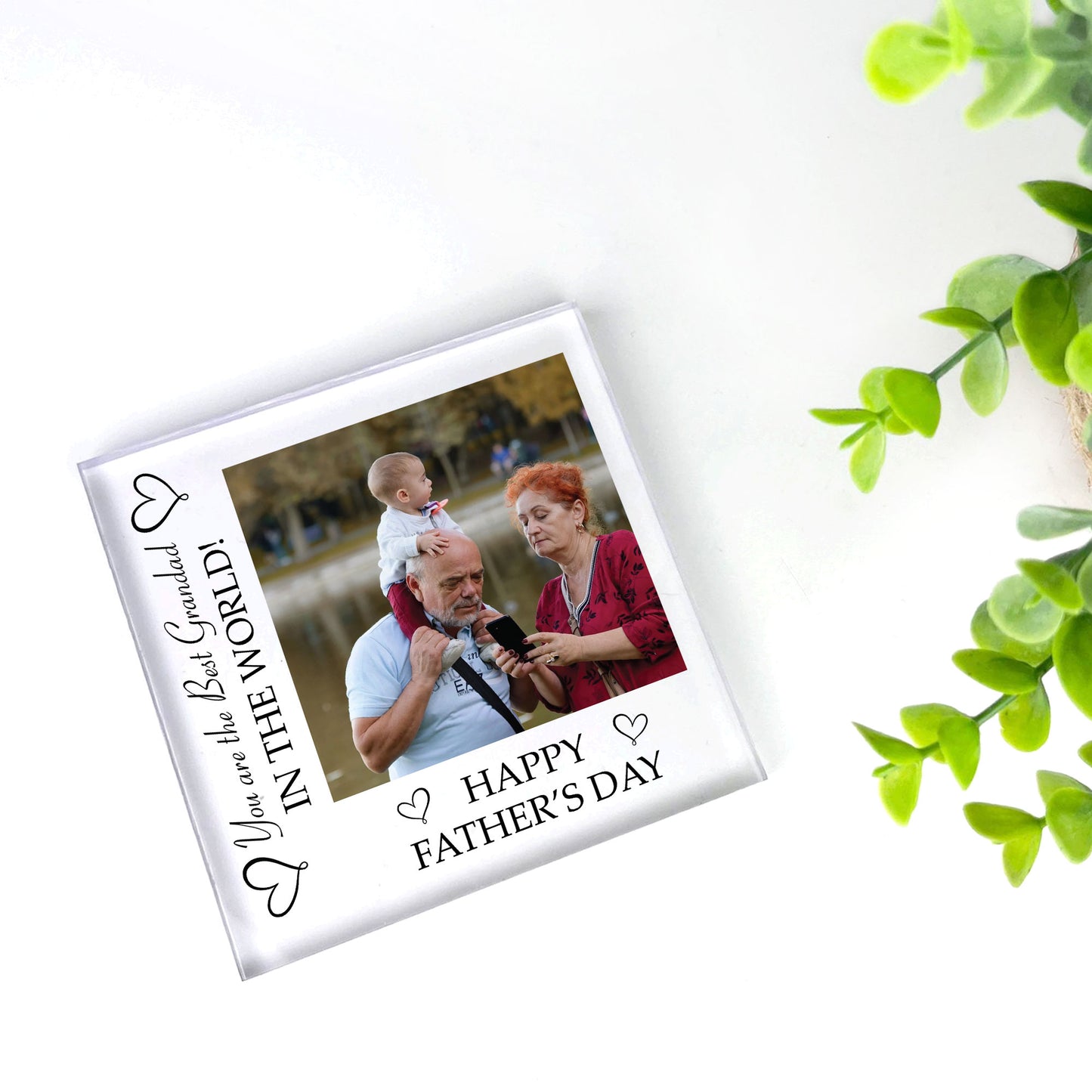 Fathers Day Gift For Grandad Beautiful Personalised Photo Block