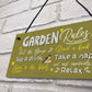 Handmade Hanging Wall Plaque Garden Rules Sign For Gardener