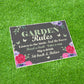 GARDEN RULES Sign Garden Shed Sign Garden Sign For Outdoor Shed