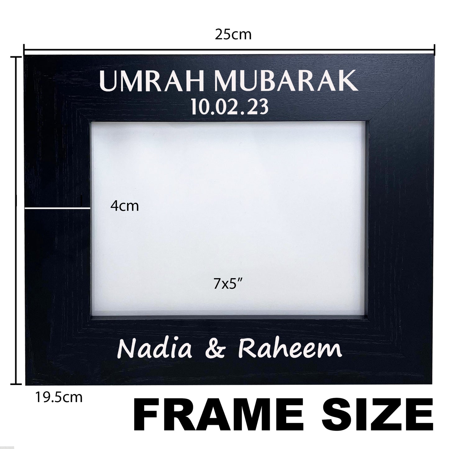 Umrah Mubarak Personalised 7x5 Wooden Photo Frame Ramadan