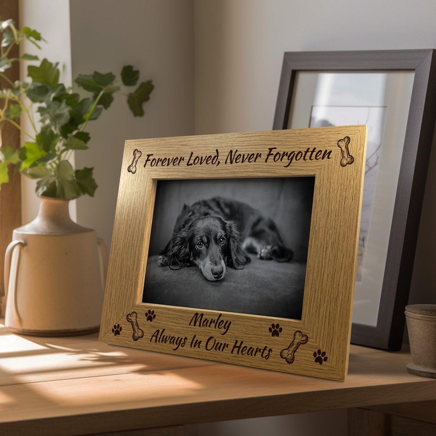 Personalised Pet Dog Memorial 7x5 Wood Photo Frame Dog Memorial