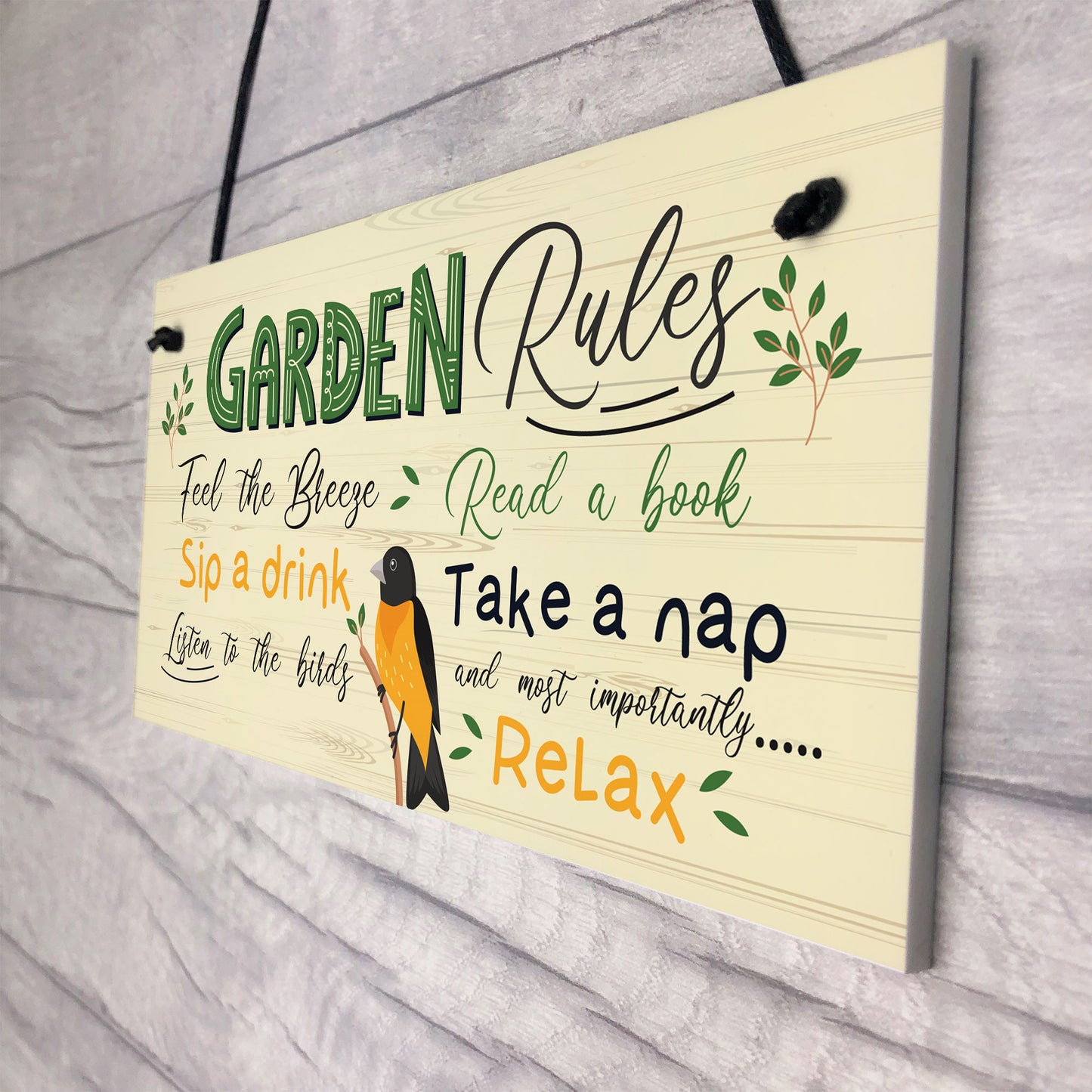 Garden Rules Sign Relax Feel the Breeze Take a Nap Pretty Sign