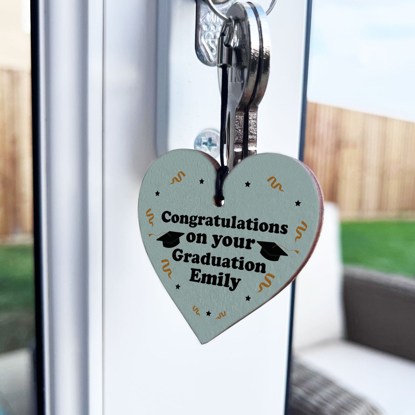 Novelty Graduation Gift Wood Keyring Personalised Gift