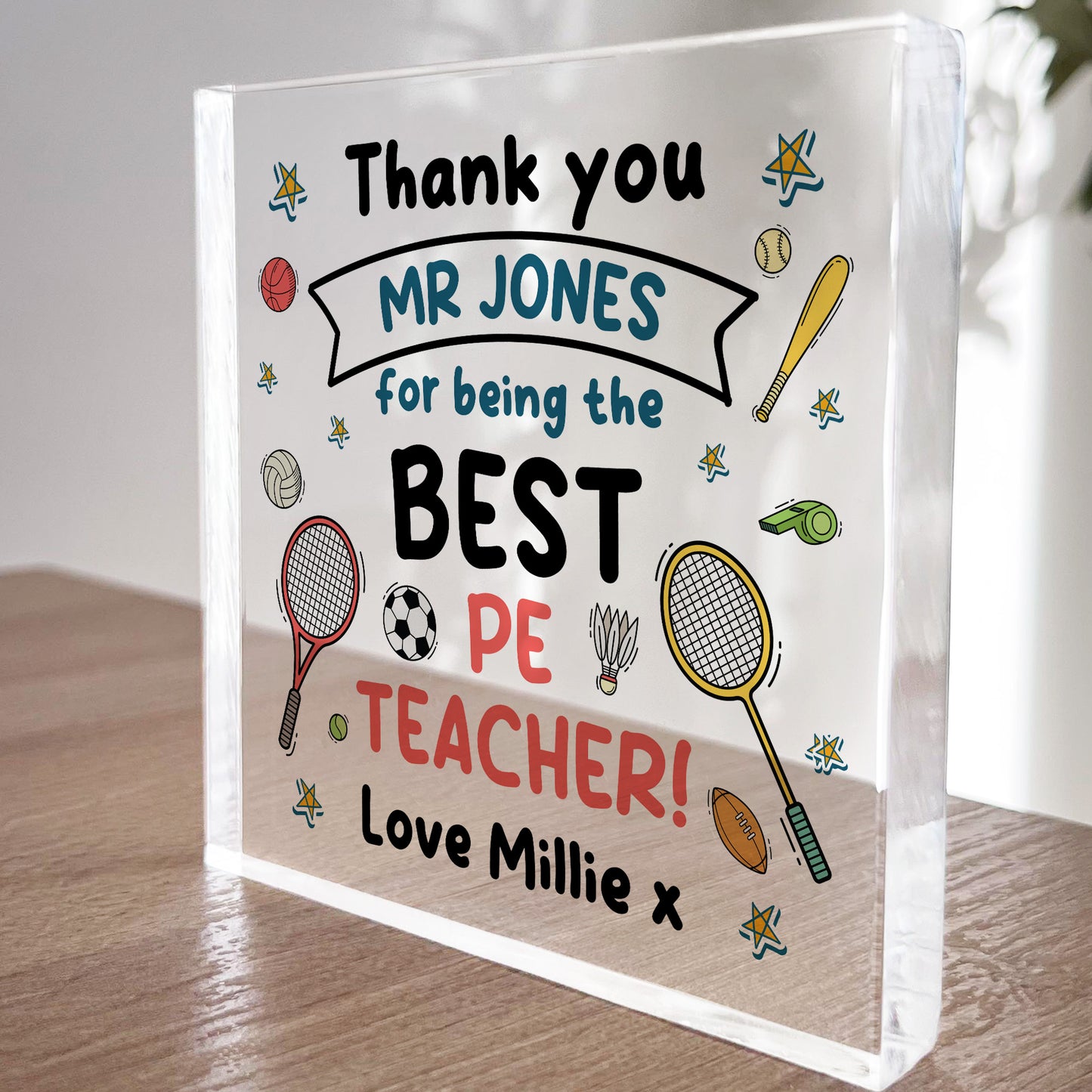 PE Teacher Gift Personalised Gift For PE Teacher Thank You Gifts