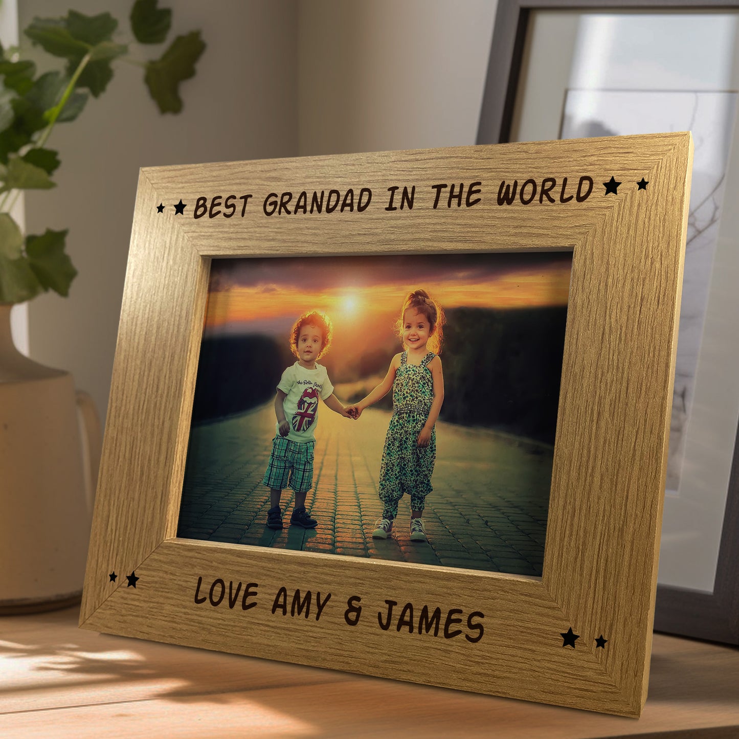 Best Grandad 7x5 Oak Frame Gift For Him Birthday Grandfather