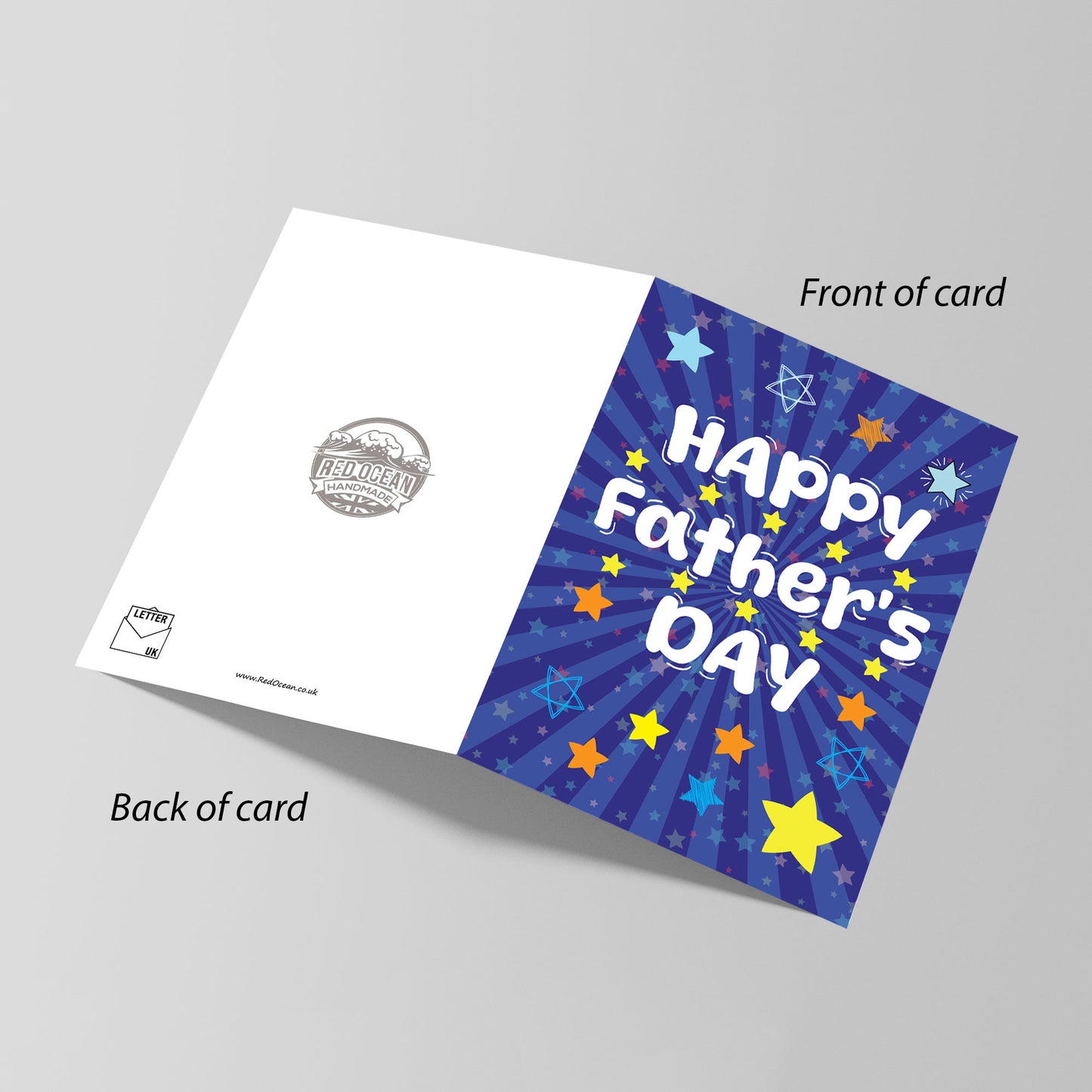 HAPPY FATHERS DAY CARD WITH ENVELOPE Star Design Card For Dad