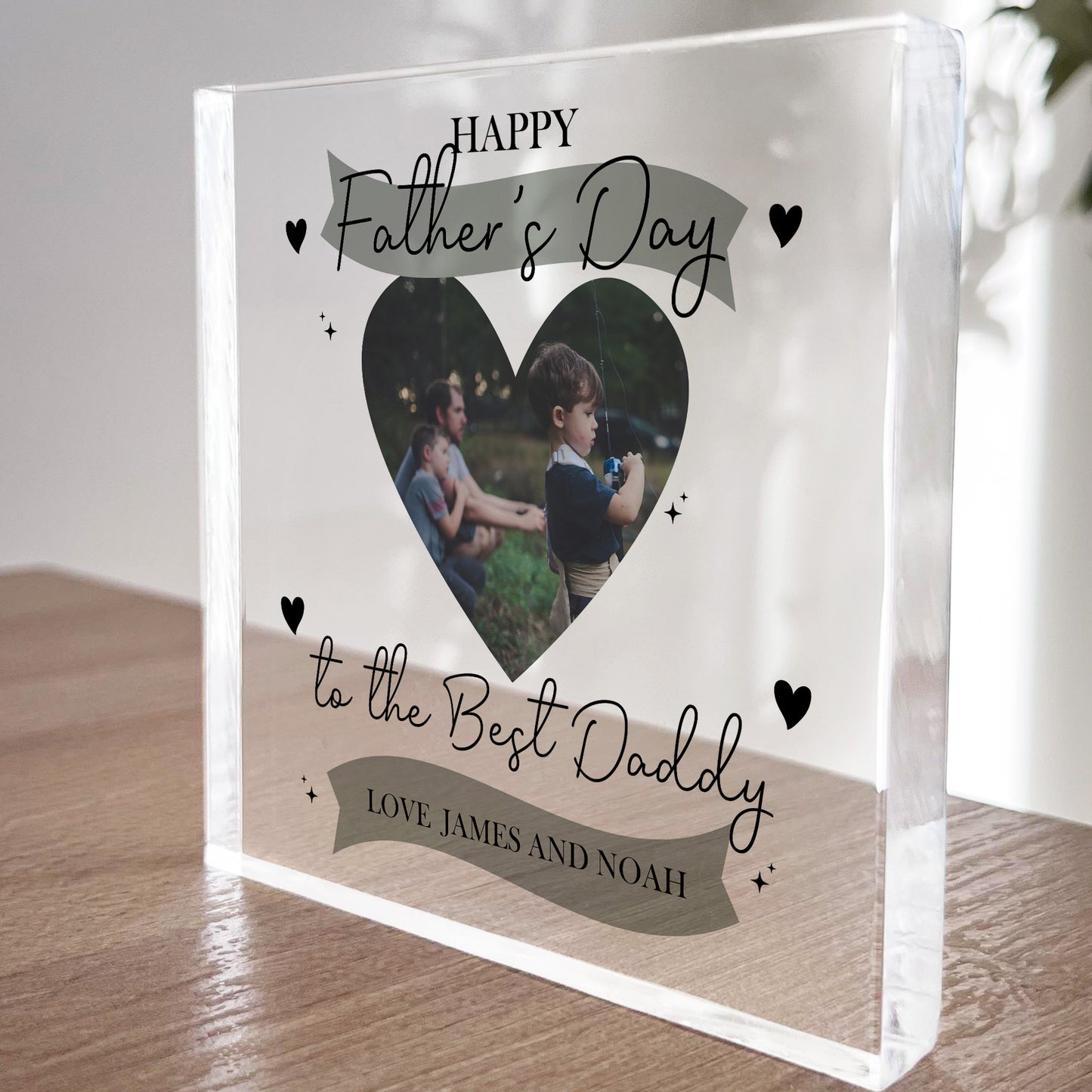 Fathers Day Gift For Best Daddy Personalised Clear Block Daddy