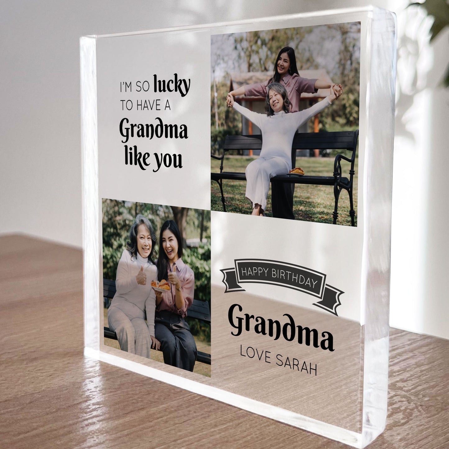 Personalised Grandma Birthday Gifts Acrylic Photo Block For Her