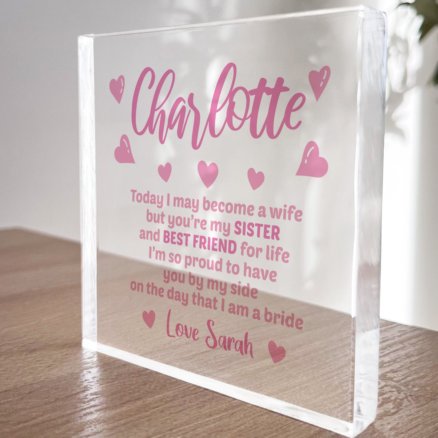 Personalised Maid Of Honour Bridesmaid Gift For Sister Wedding