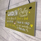 Handmade Hanging Wall Plaque Garden Rules Sign For Gardener