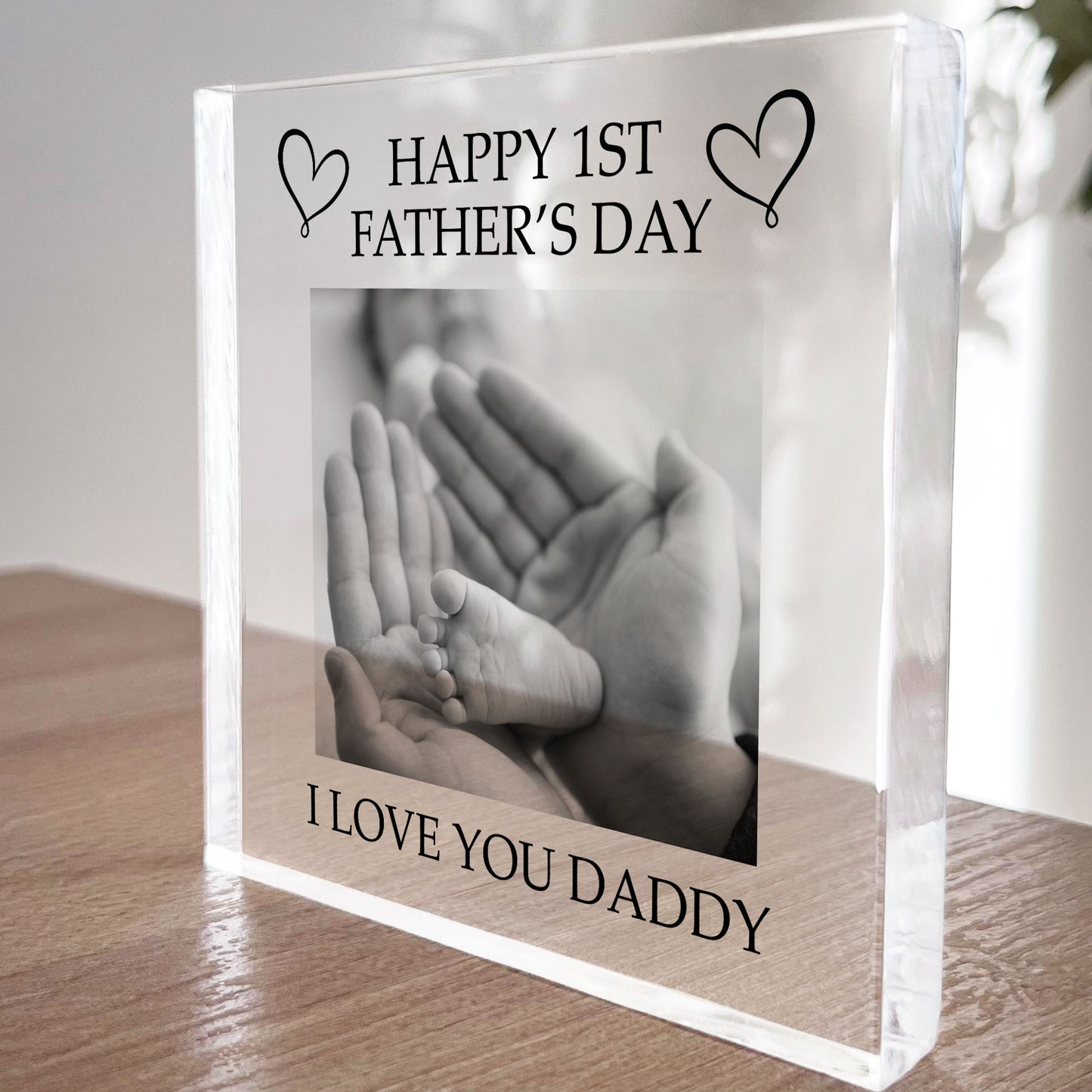 Happy 1st Fathers Day Gift For Daddy Personalised Photo Block