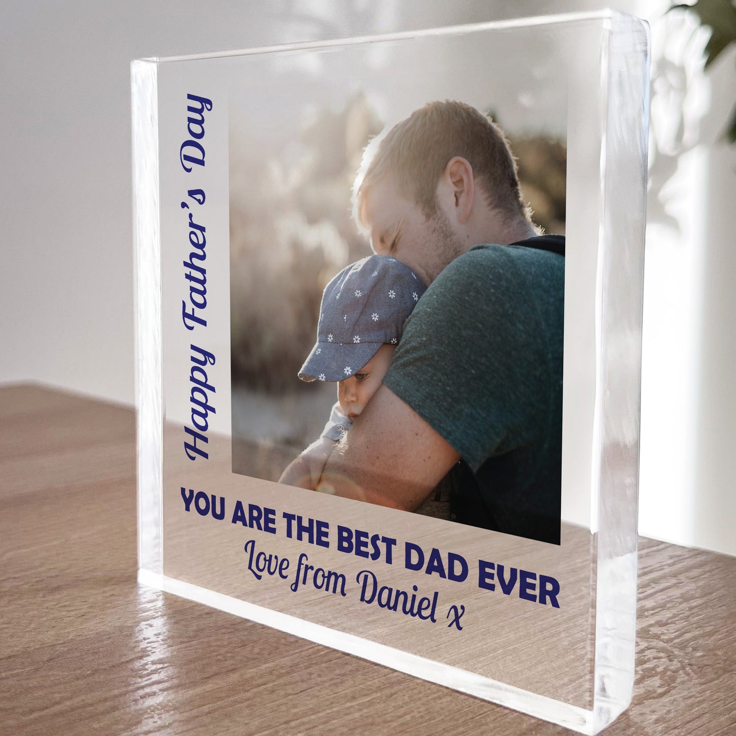 Fathers Day Gift For BEST DAD EVER Personalised Clear Block