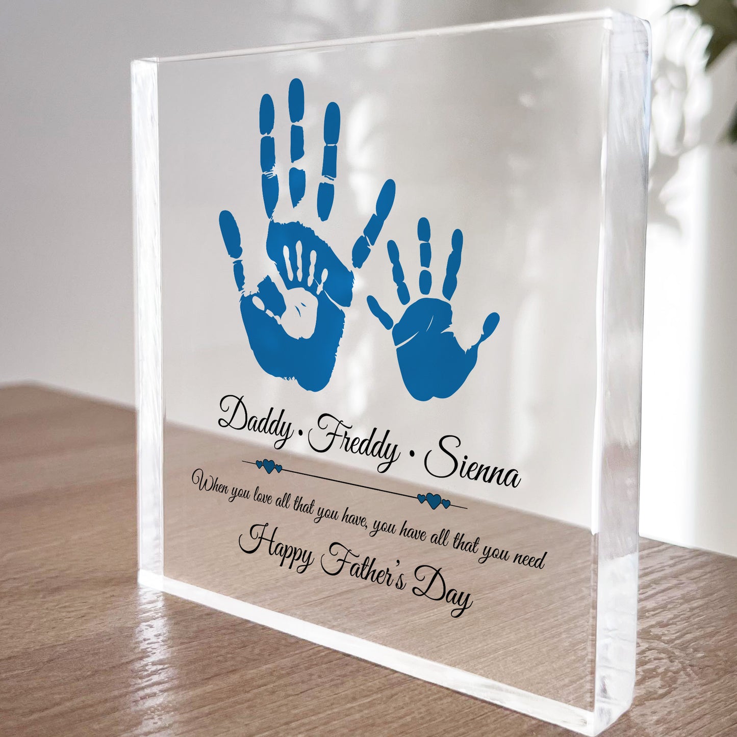 Special Fathers Day Gift Personalised Clear Block Dad Gift