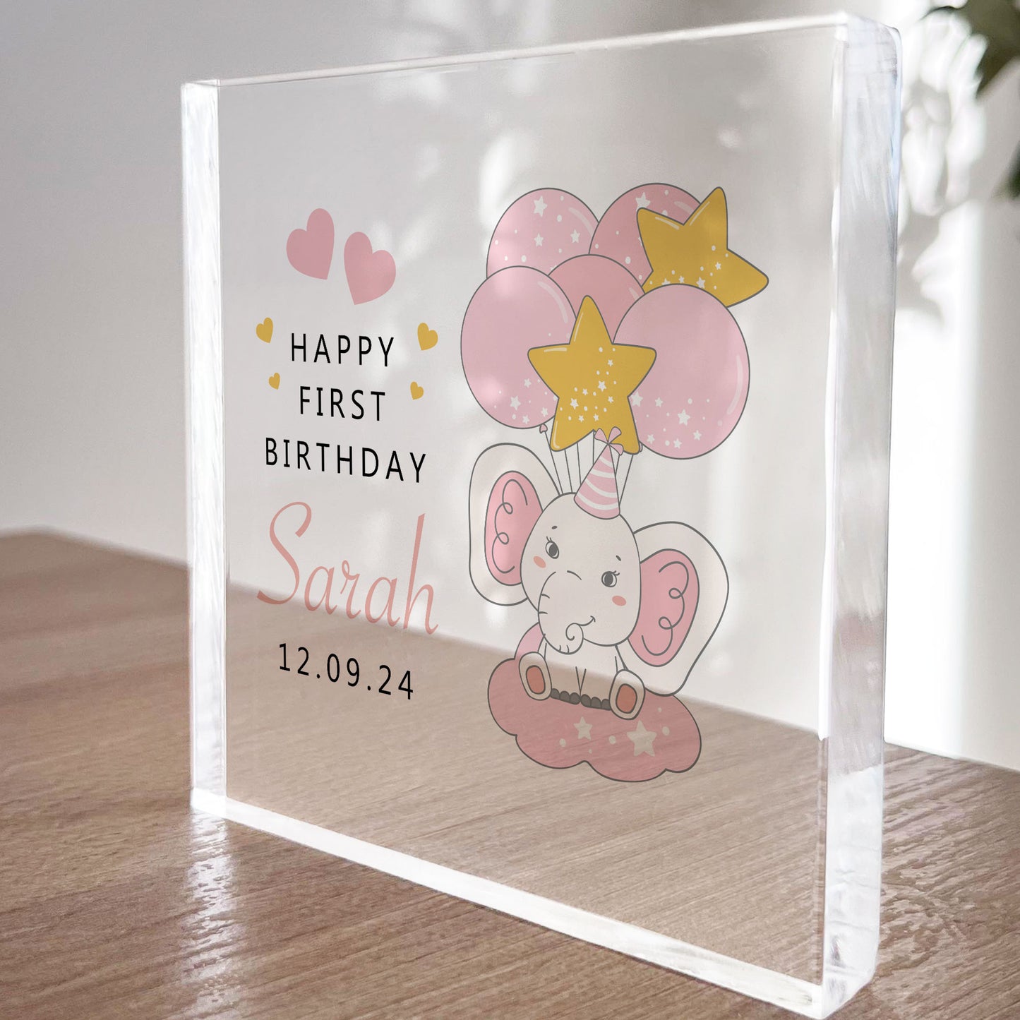 Personalised 1st Birthday Gift For Baby Boy Girl Acrylic Block