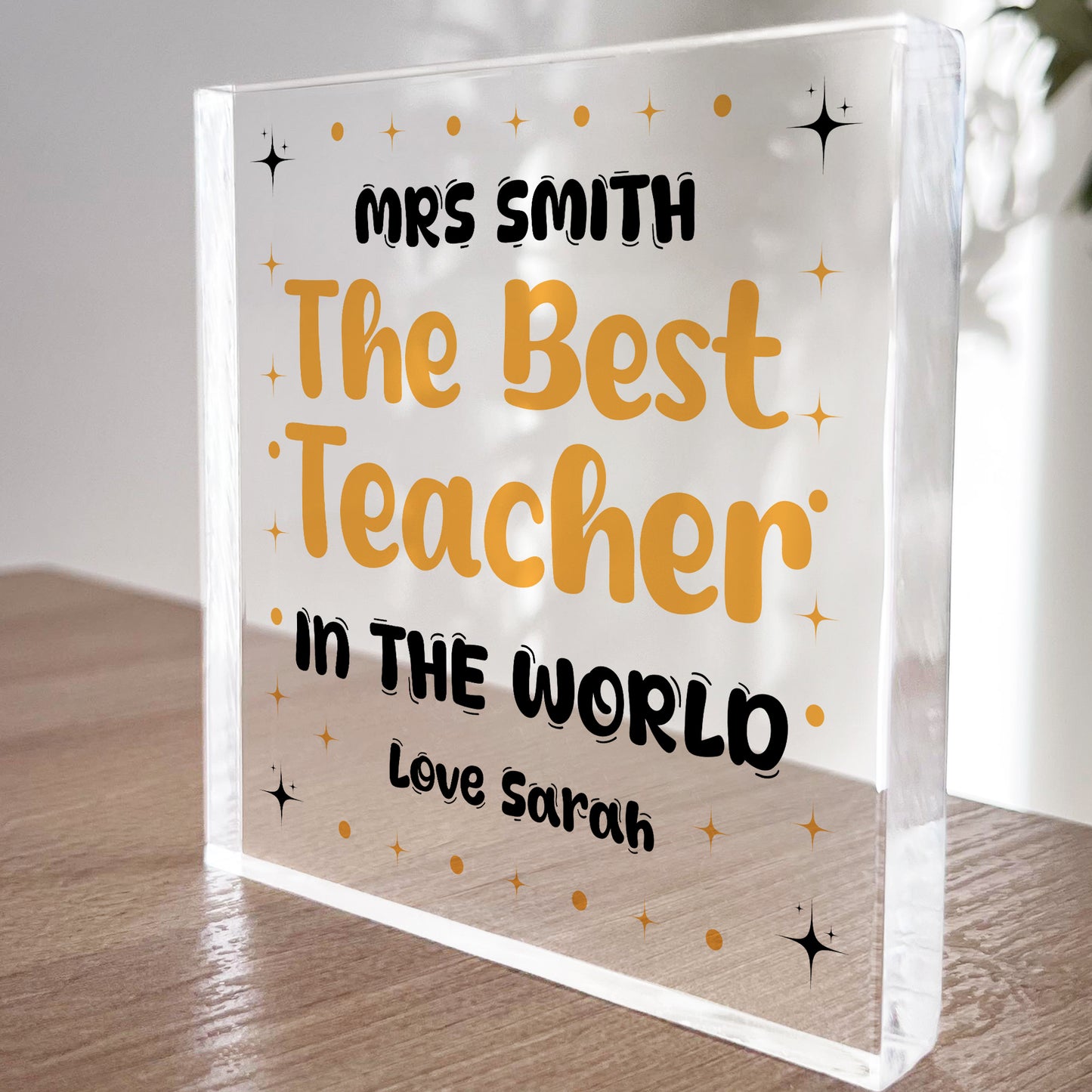 Gift For The Best Teacher In The World Personalised Block