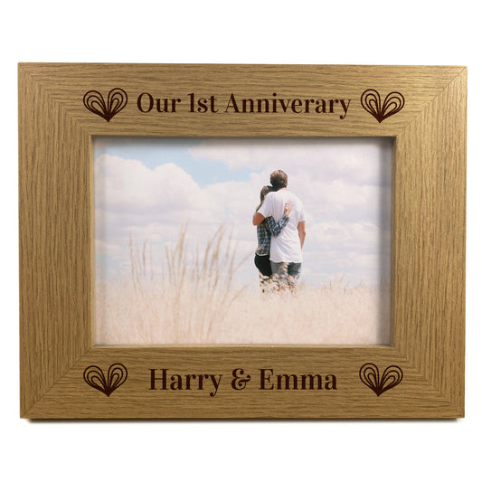 1st Anniversary Gift 7x5 Wooden Photo Frame Anniversary Gift