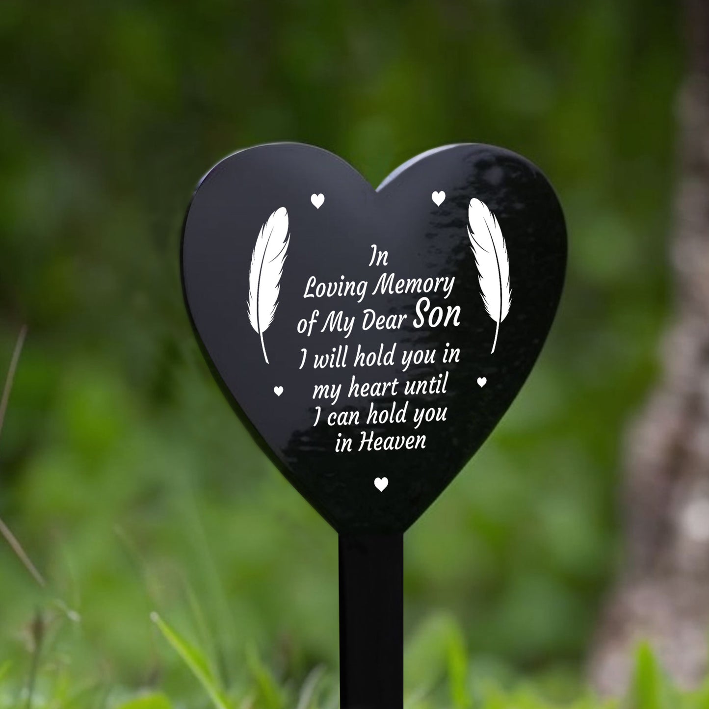 Son Memorial Plaque Heart Stake Grave Marker Remembrance Gift