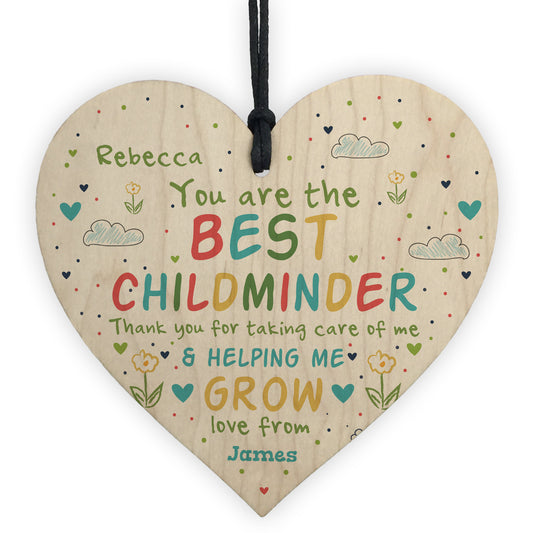 Personalised Childminder Teacher Gift Wood Heart Pre School